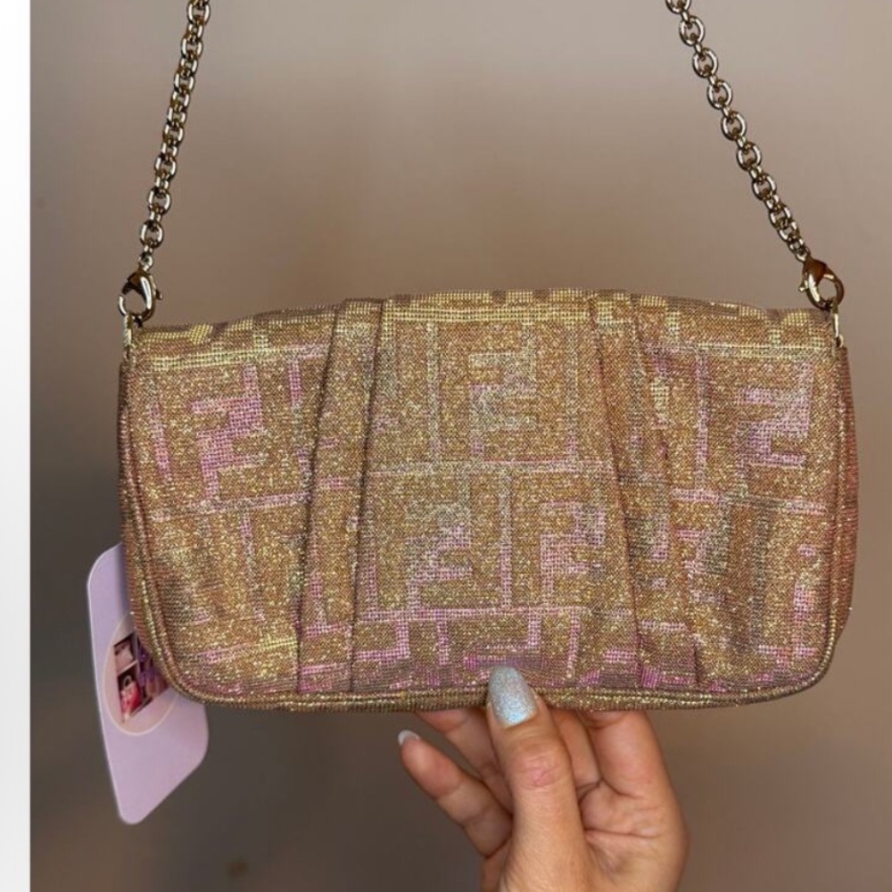 Fendi Gold & Pink Zucca Mia Pochette - Picture 4 of 9